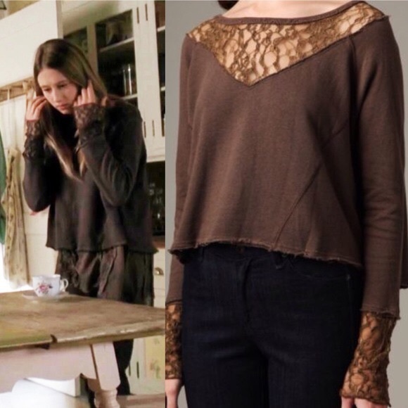 ISO Free People Lace & Terry Cutaway Pullover - Picture 2 of 3